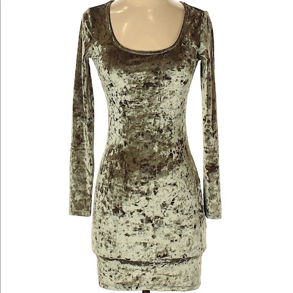 Forever 21 green velvet mini dress
